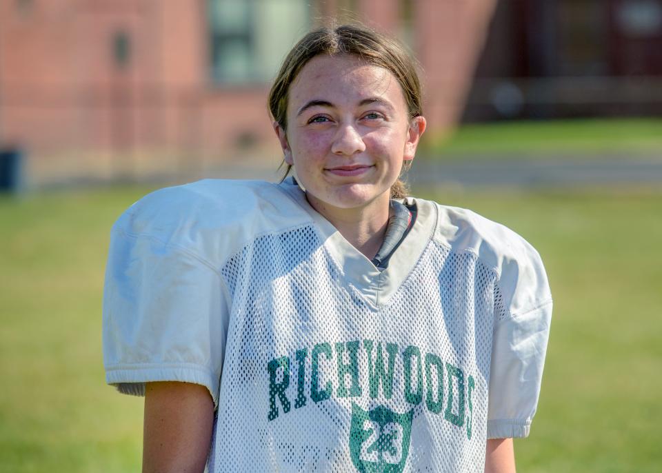 Richwoods sophomore Jasmine Bisping has been kicking football for a couple of years and is now the Knights starting kicker.