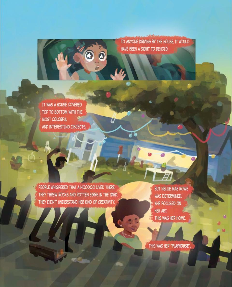 The first page from Ringling College student Micah Eubanks’s comic book “Playhouse: A Comic About Nellie Mae Rowe” featured on the website of the Smithsonian American Art Museum.