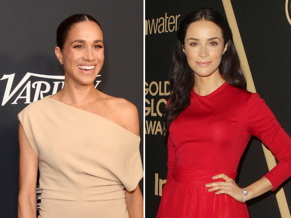 Herzogin Meghan (li.) und Abigail Spencer standen für die Anwaltsserie "Suits" gemeinsam vor der Kamera. (Bild: getty/Unique Nicole/WireImage / Kevan Brooks/AdMedia/ImageCollect)