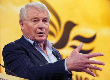 FILE PHOTO: Chair of the General Election Campaign and former leader of the Liberal Democrats, Paddy Ashdown, speaks at the party's spring conference in Brighton, southern England March 9, 2013. REUTERS/Luke MacGregor/File Photo