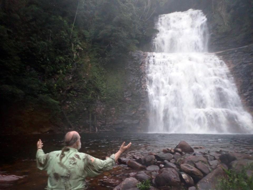 Tallahassee naturalist Bruce Means on the tepui trail at the spectacular “Double Drop” falls. The documentary on the expedition will air on the Disney Plus Channel on April 22.