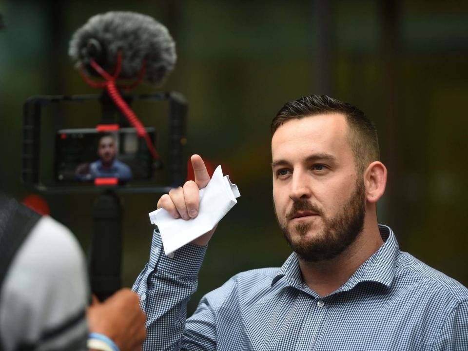 A right-wing pro-Brexit campaigner has been handed a suspended prison sentence and been banned from an area around parliament for hurling abuse at Remain-supporting MP Anna Soubry.James Goddard, a self-styled yellow-vest protester, was filmed calling the former Conservative a “Nazi” and a “traitor” at Westminster in December and January.He was sentenced to eight weeks’ imprisonment, suspended for a year, after admitting using disorderly behaviour with intent to cause harassment, alarm or distress.Goddard, 30, was also handed a five-year restraining order banning him from contacting Ms Soubry, told he cannot enter an area including Parliament Square, the Palace of Westminster and Downing Street, and ordered to carry out 200 hours of unpaid work.The activist and self-declared “British patriot” was ordered to pay Ms Soubry £200 in compensation, with £215 in other court costs, and another £200 to a Lithuanian police officer after admitting a separate racially aggravated public order offence involving him.Senior District Judge Emma Arbuthnot had already indicated he would not be sent to jail.Goddard, of Altrincham, Cheshire, who was a prominent figure in pro-Brexit protests inspired by the tactics of French “yellow vest” demonstrators, was sentenced before a public gallery filled with supporters and family.At the same time, Brian Phillips, 55, from Erith, Kent, was sentenced to four weeks’ jail, also suspended for a year, and was handed the same restraining order after pleading guilty to the charge relating to Ms Soubry. He was also given a curfew and ordered to pay £200 in other court costs.Additional reporting by PA