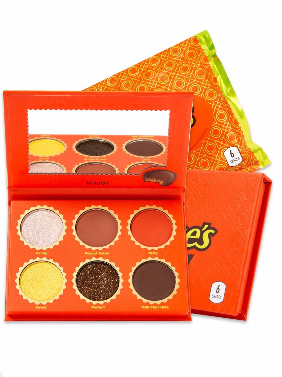 a photo of reese's makeup line with milk chocolate pallete with various eyeshadow shades 