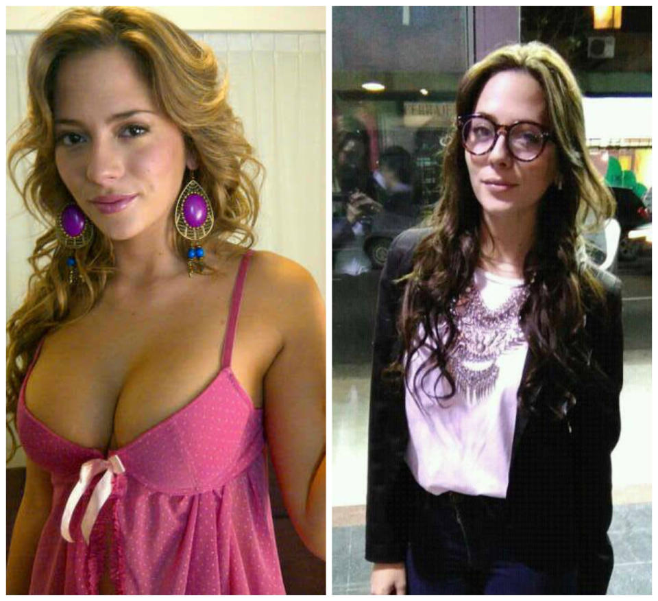 La imagen. Por empezar, la transformación está a la vista. Su melena rubia y su infartante escote ¡ya son historia! Hoy, esta joven de 27 años se muestra como toda una intelectual, con ropa clásica y anteojos. - Fotos: Facebook.com/rocio.gancedo2 / Twitter.com/rociogancedook