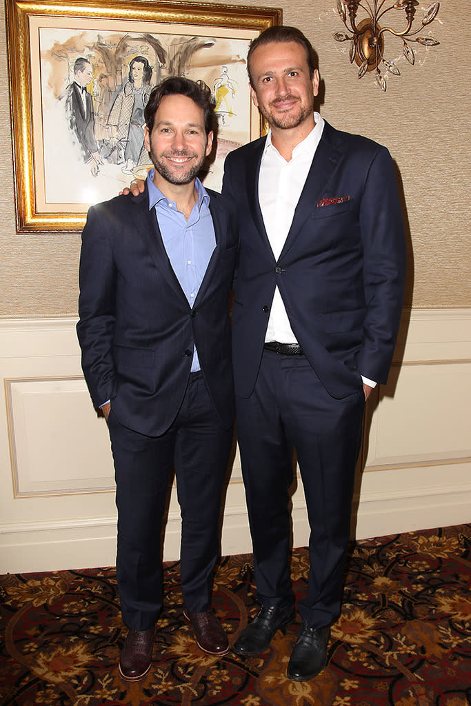 Paul Rudd and Jason Segel’s bromance continues. The ‘I Love You Man’ stars suited up for a special NYC luncheon honoring Segel’s upcoming film, ‘The End of the Tour.’ (Startracks)
