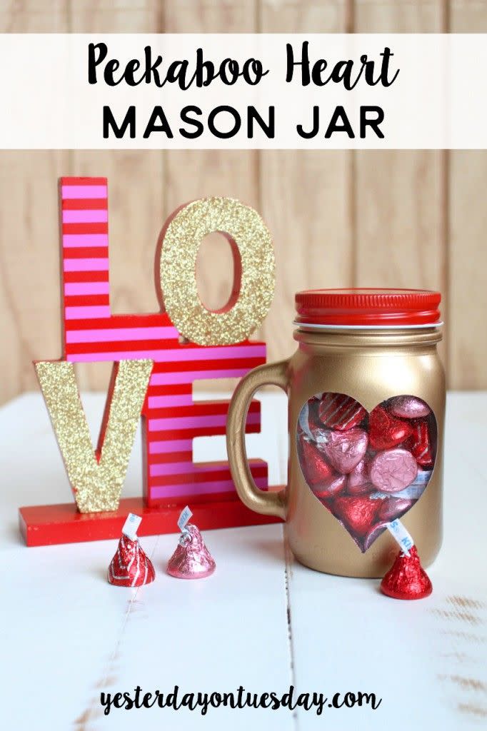 Peek-A-Boo Heart Mason Jar