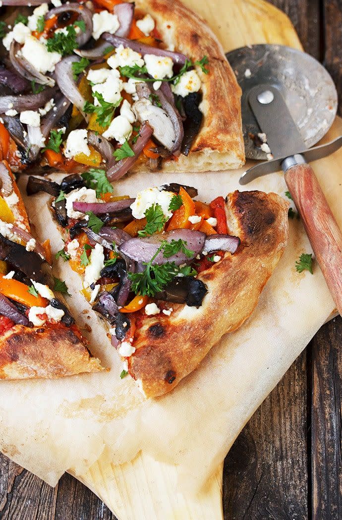 Grilled Vegetable And Goat Cheese Pizza