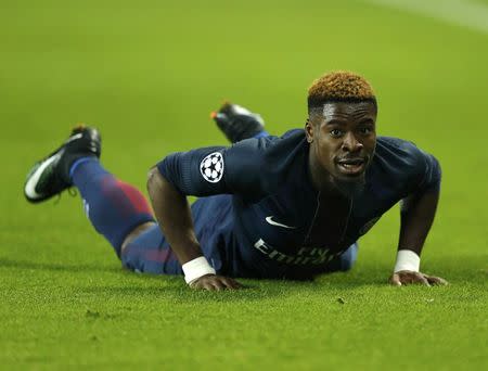 Football Soccer - Paris St Germain v PFC Ludogorets - UEFA Champions League Group A - Parc des Princers, Paris, France - 6/12/16. Paris St Germain's Serge Aurier reacts during his match against PFC Ludogorets. REUTERS/Benoit Tessier