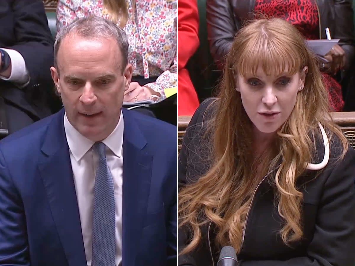 Dominic Raab was grilled by Angela Rayner at PMQs (Parliament TV)