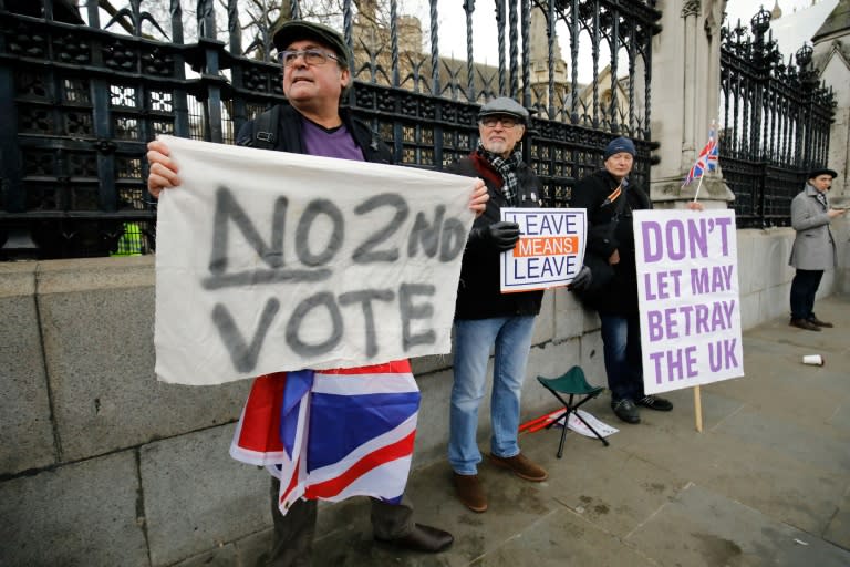 Demonstrators lined the walkways opposite parliament