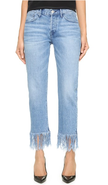 Fringed hem denim trend