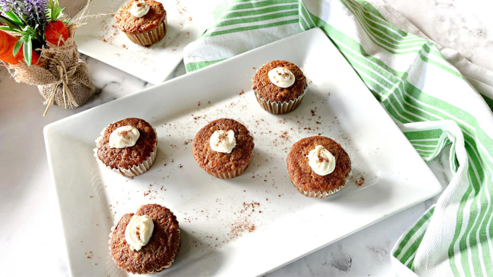 <p>Krista Marshall</p><p>These muffins are like tiny carrot cakes perfect for a party.</p><p><strong>Get the recipe: <a href="https://parade.com/recipes/copycat-dunkin-carrot-cake-muffins" rel="nofollow noopener" target="_blank" data-ylk="slk:Copycat Dunkin' Donuts Carrot Muffins;elm:context_link;itc:0;sec:content-canvas" class="link ">Copycat Dunkin' Donuts Carrot Muffins</a></strong></p>