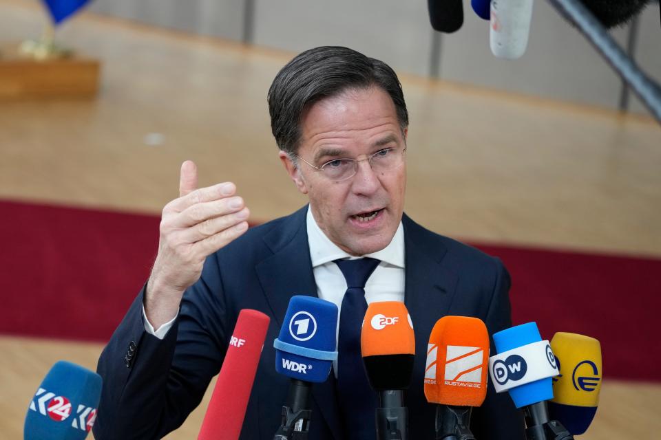 Dutch prime minister Mark Rutte spoke in a news conference about widening sanctions against Russia (Copyright 2023 The Associated Press. All rights reserved)