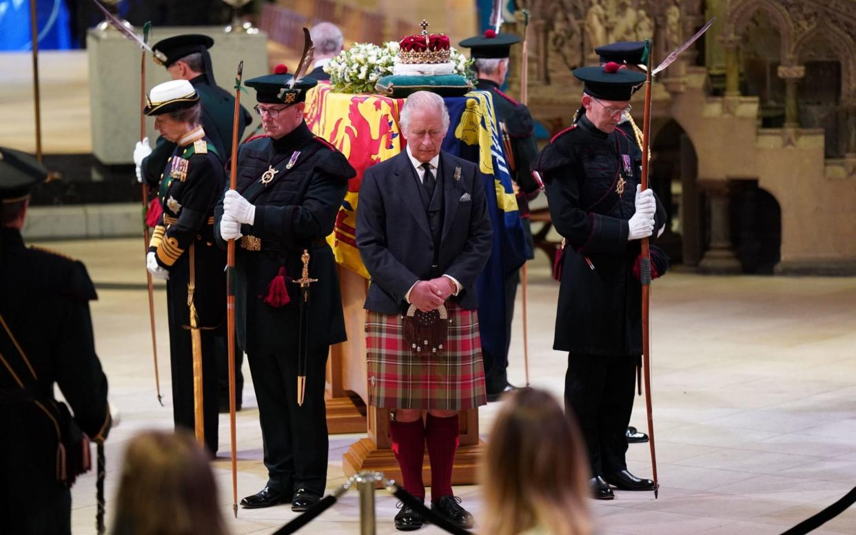 King Charles III and other members of the royal family hold a vigil at St Giles' Cathedral, Edinburgh, in honour of Queen Elizabeth II -  Jane Barlow