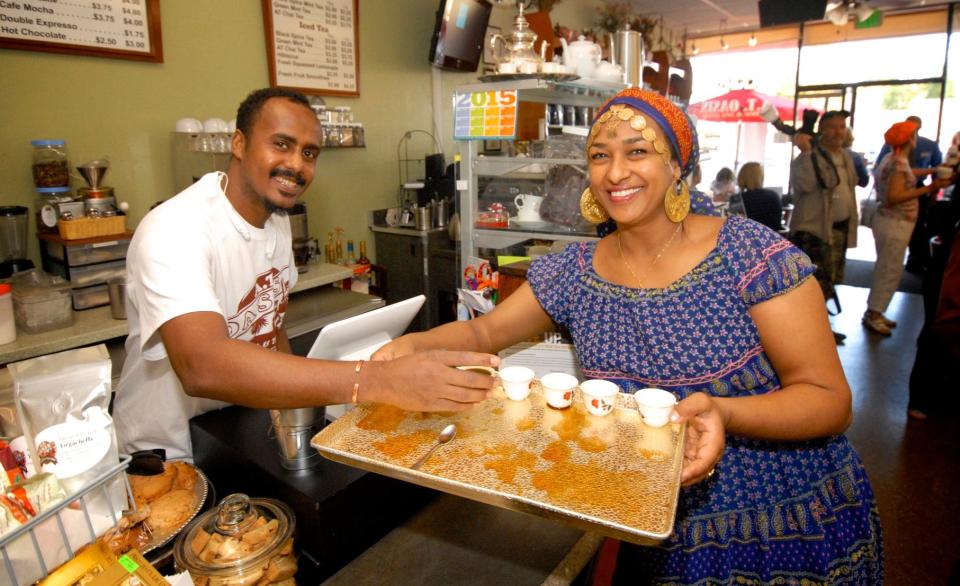 Pictured are A.T. Oasis Coffee & Tea shop owners Abdul and Aisha Tedros.