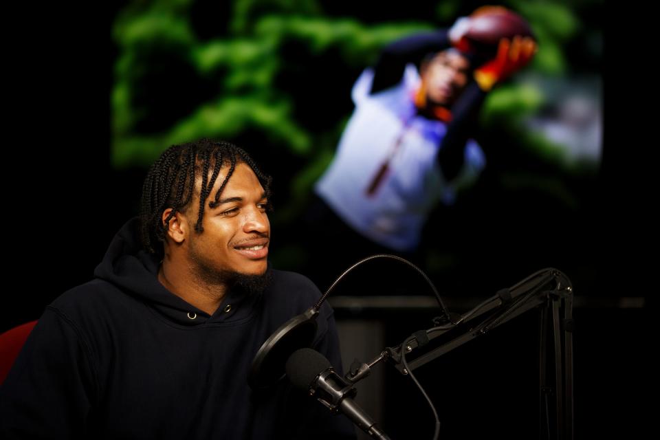 Cincinnati Bengals wide receiver Ja'Marr Chase visits the Enquirer Studio for an episode of the Bengals Beat Podcast in downtown Cincinnati on Tuesday, May 31, 2022.