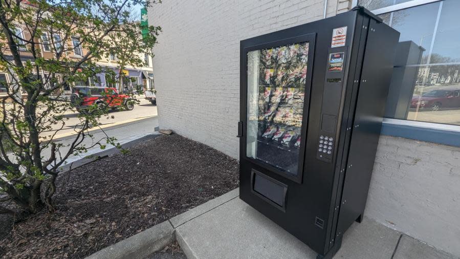 A Narcan vending machine at the Cherry Health Westside Health Center on April 9, 2024.