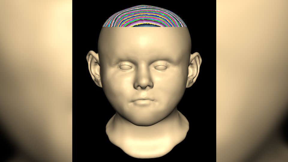 This is a digital reconstruction of the face of one of the children found in the medieval well. - Caroline Wilkinson