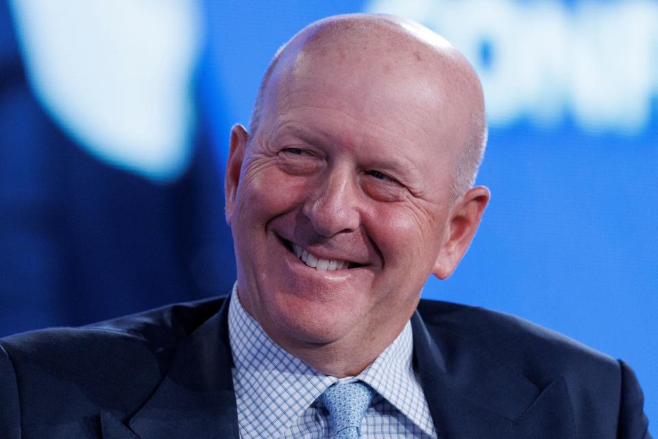 David Solomon, Chairman and CEO of Goldman Sachs, speaks at the 2022 Milken Institute Global Conference, in Beverly Hills, California, U.S., May 2, 2022.  REUTERS/Mike Blake