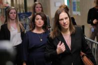 Actor Annabella Sciorra arrives to testify in the case of film producer Harvey Weinstein at New York Criminal Court in New York City