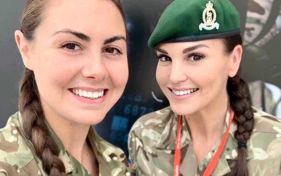 'Smiles all around' for female members of the Forces with their 'battle braids' - @CharlotteBratby 