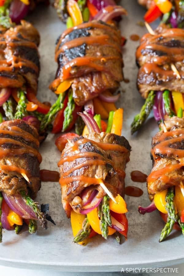 Low-Carb Steak Fajita Roll-Ups on a plate