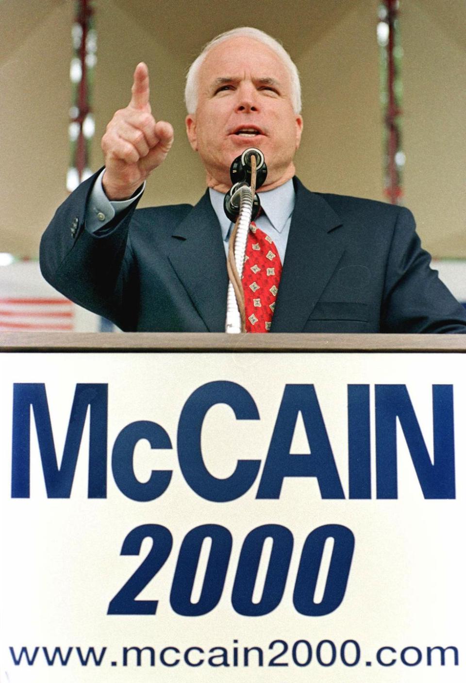 <p>McCain, who sought the Republican nomination for president in 2000, announces his official bid for the White House in Nashua, New Hampshire, in September 1999. </p>