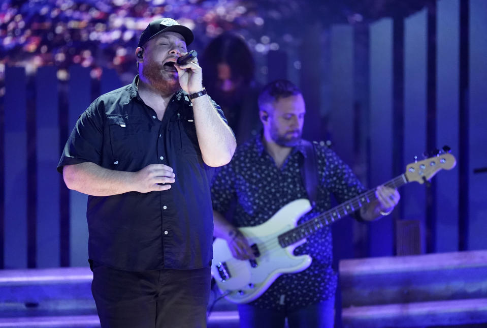 Luke Combs performs "Where the Wild Things Are" at the 57th Annual CMA Awards on Wednesday, Nov. 8, 2023, at the Bridgestone Arena in Nashville, Tenn. (AP Photo/George Walker IV)