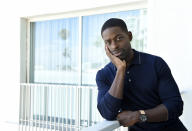 FILE - Actor Sterling K. Brown, a cast member in the NBC series "This Is Us," poses for a portrait during the 2017 Television Critics Association Summer Press Tour in Beverly Hills, Calif. on Aug. 3, 2017. Season five debuts Tuesday and will address the pandemic and Black Lives Matter movement. (Photo by Chris Pizzello/Invision/AP, File)