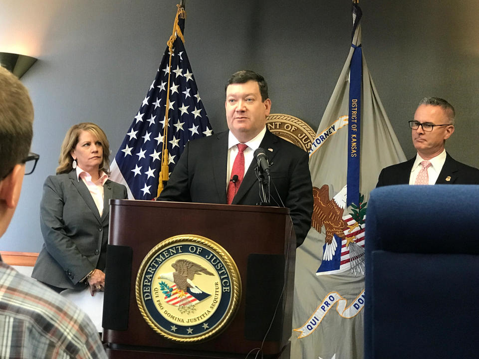 FBI Kansas City Division Acting Special Agent in Charge Shelly Doherty, U.S. Attorney Stephen McAllister and Assistant US Attorney Tony Mattivi at a press conference following the guilty verdict. (Photo: Ryan J. Reilly/HuffPost)