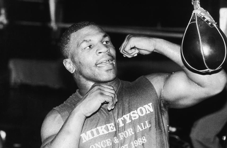 Mike training for his title fight with Mike Spinks, in June 1988. Tyson knocked Spinks out in 91 seconds, ending any doubt as to who was World Champ (Photo by William E. Sauro/New York Times Co./Getty Images)