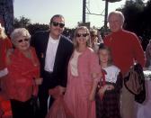 <p>Jeff and Susan smile alongside their daughter Isabelle and the actor's parents Dorothy and Lloyd at the 1st Annual Spago Christmas Party for Toys for Totskis Russian Airlift.</p>