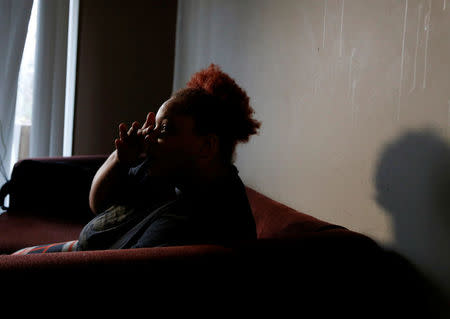 Martini Smith, who had a taser used on her while in custody by the Franklin County Sheriff's Department, speaks to Reuters in her home, in Columbus, Ohio, U.S. October 11, 2017. Picture taken October 11, 2017. REUTERS/Paul Vernon