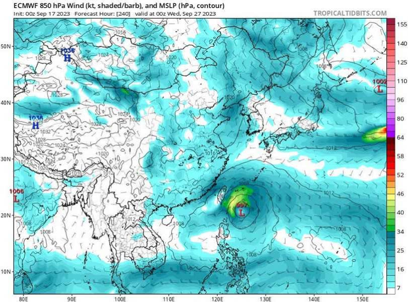 菲律賓東方熱帶擾動有活躍趨勢。（圖／翻攝自台灣颱風論壇｜天氣特急）