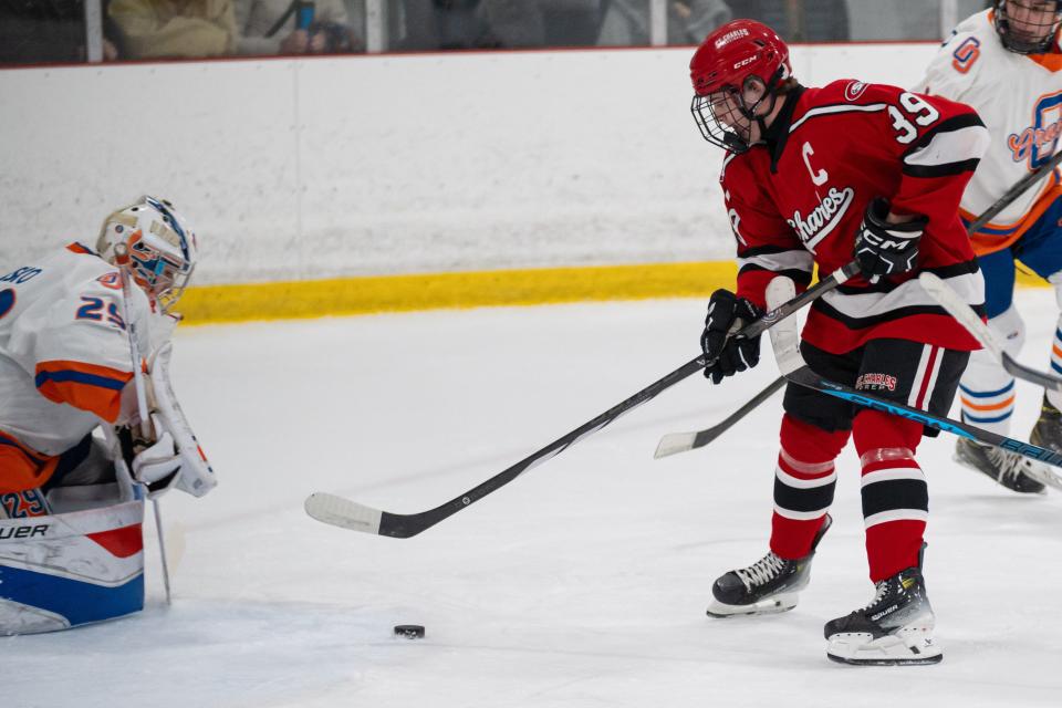Nicholas Scharfenberger has 22 goals and 35 assists to lead St. Charles with 57 points.
