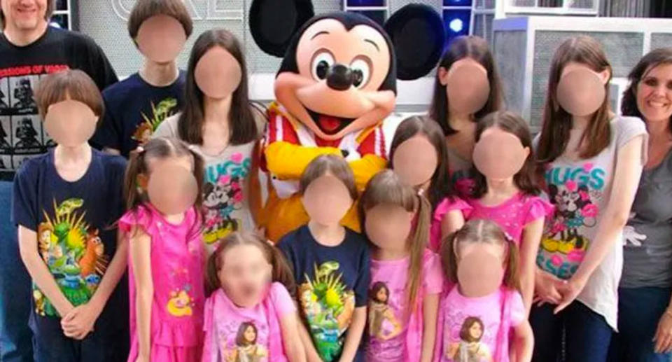 The children pictured at Disneyland prior to the discovery of their squalid living conditions. Source: Facebook