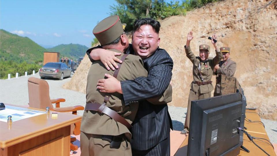Kim Jong-un celebrates the successful launch of a Hwasong-14 ballistic missile