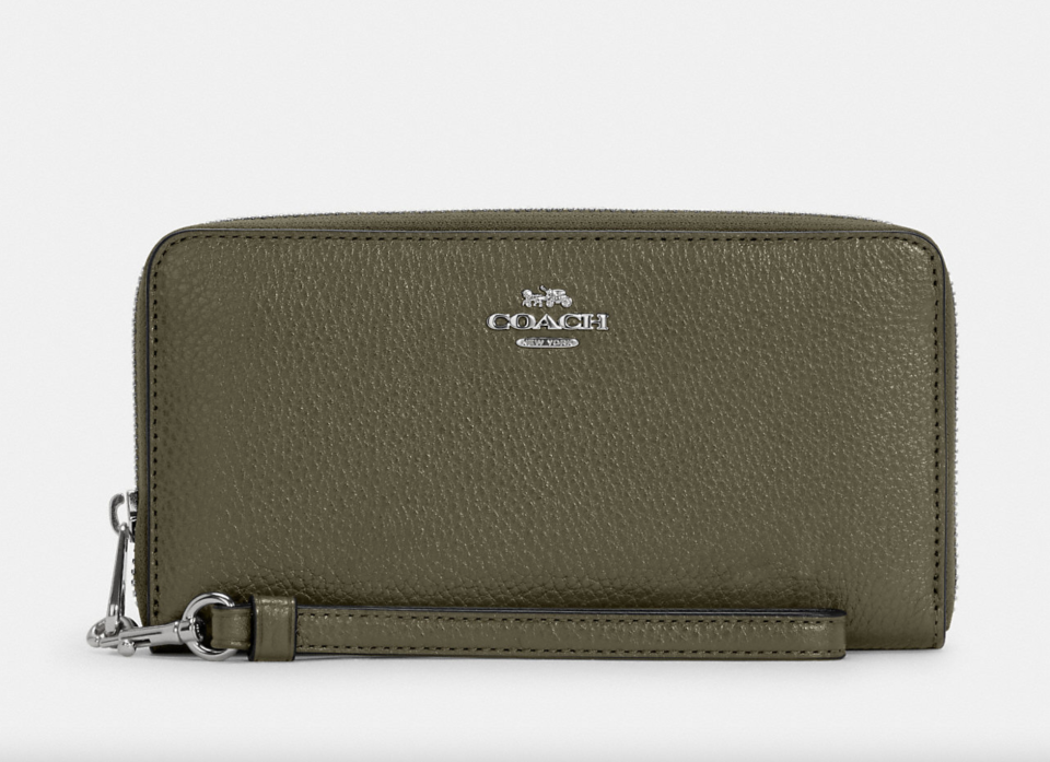 dark green coach outlet Long Zip Around Wallet in Surplus 