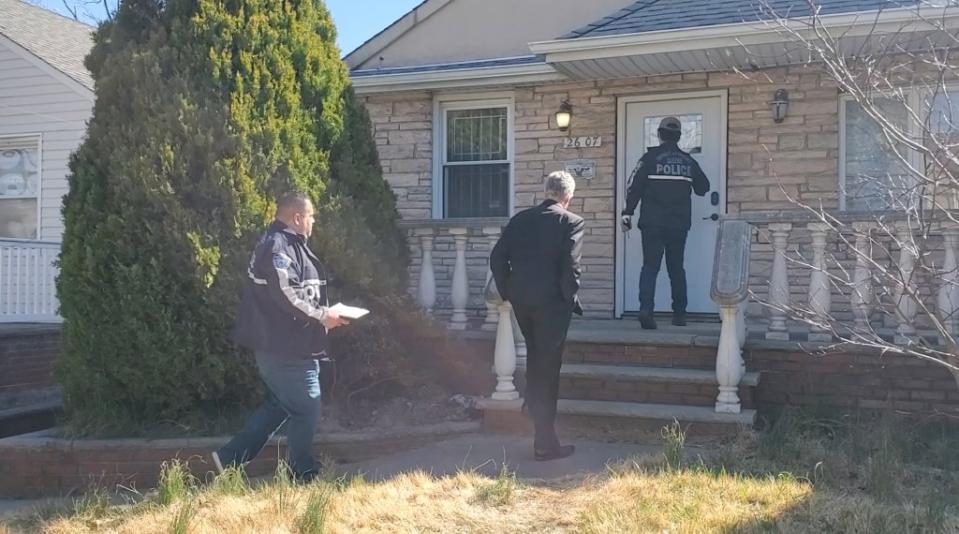 Investigators from the Queens District Attorney’s Office tried in vain Thursday to get inside a Flushing home allegedly taken over by squatters and eventually gave up and left. Kevin Sheehan / NY Post