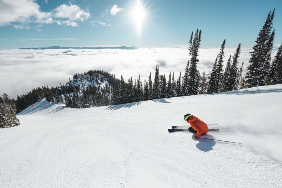 person skiing at jackson hole