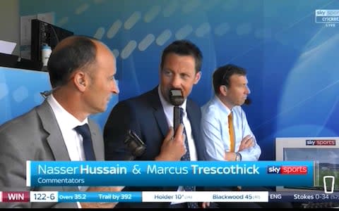 Trescothick in Sky Box - Credit: Sky Sports Cricket