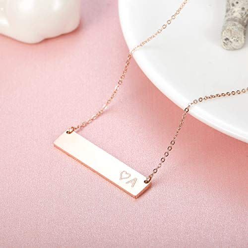 Initial Heart Bar Necklace