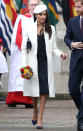 <p>Sie bringt den Streetstyle-Look in den Palast: Meghan Markle erschien mit stylischer Baskenmütze zum Commonwealth Day Service in London. (Bild: Getty Images) </p>