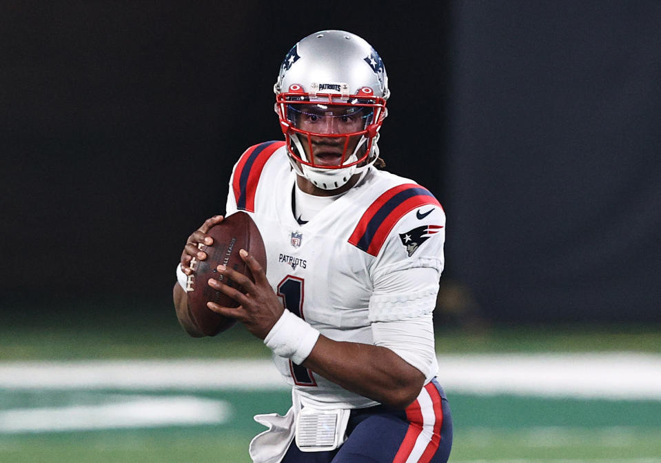 Cam Newton and the Patriots face the Ravens in one of Week 10's marquee NFL clashes. (Photo by Elsa/Getty Images)