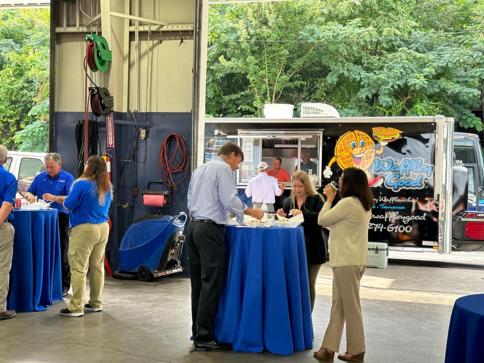 Premier Transportation – East Tennessee’s top-tier coach service, trusted by the UT Volunteers – recently hosted “Breakfast & Buses” at their company headquarters in North Knoxville. Waffley Good food truck was on hand to feed hungry attendees. Aug. 15, 2023