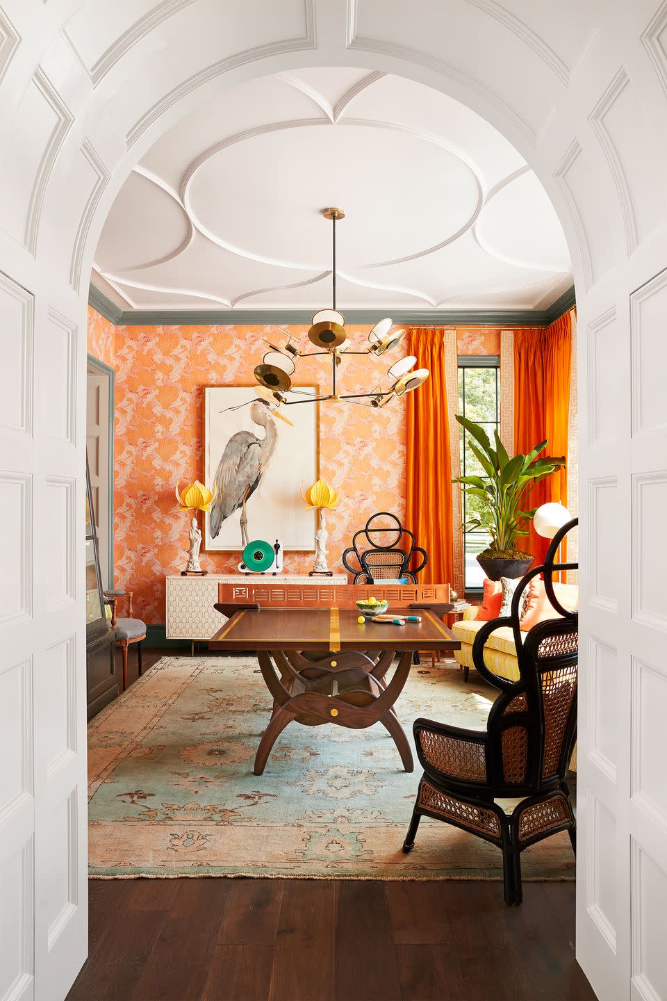 <p>To truly get the most out of a room, it's best to invest in multi-functional pieces that enhance the space's versatility. So Kentucky-based interior designer <a href="https://www.chenaultjames.com/" rel="nofollow noopener" target="_blank" data-ylk="slk:Chenault James;elm:context_link;itc:0;sec:content-canvas" class="link ">Chenault James</a> created a <a href="https://www.housebeautiful.com/room-decorating/a29327284/whole-home-2019-dining-room/" rel="nofollow noopener" target="_blank" data-ylk="slk:dining room;elm:context_link;itc:0;sec:content-canvas" class="link ">dining room</a> table that transforms into an upscale ping pong table. Now the space is gets guaranteed use beyond special occasions and holiday dinners. </p>