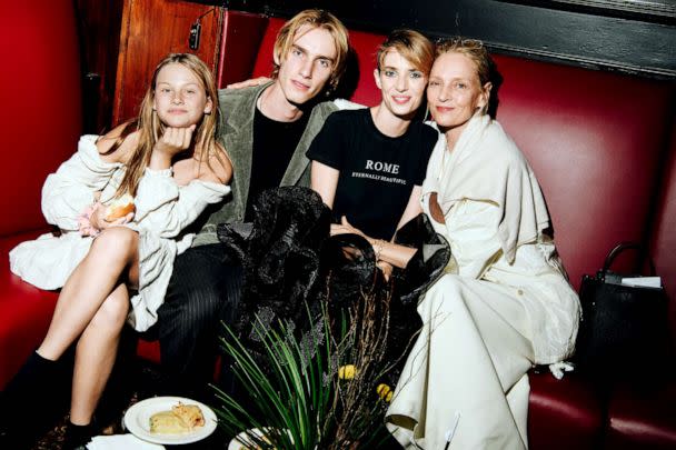 PHOTO: Luna Thurman-Busson, Levon Hawke, Maya Hawke and Uma Thurman at the New York premiere of 'Asteroid City' held at Alice Tully Hall, June 13, 2023 in New York City. (Nina Westervelt/Variety via Getty Images)