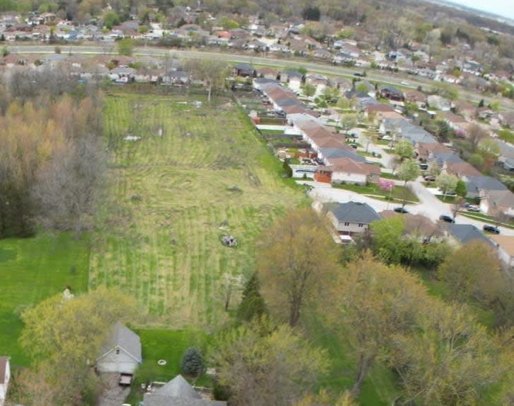 A group called the Northwood Lakes Neighbours says some people in the south Windsor community are concerned about a proposed townhouse development on two parcels of land. This is a drone photo overlooking the area.