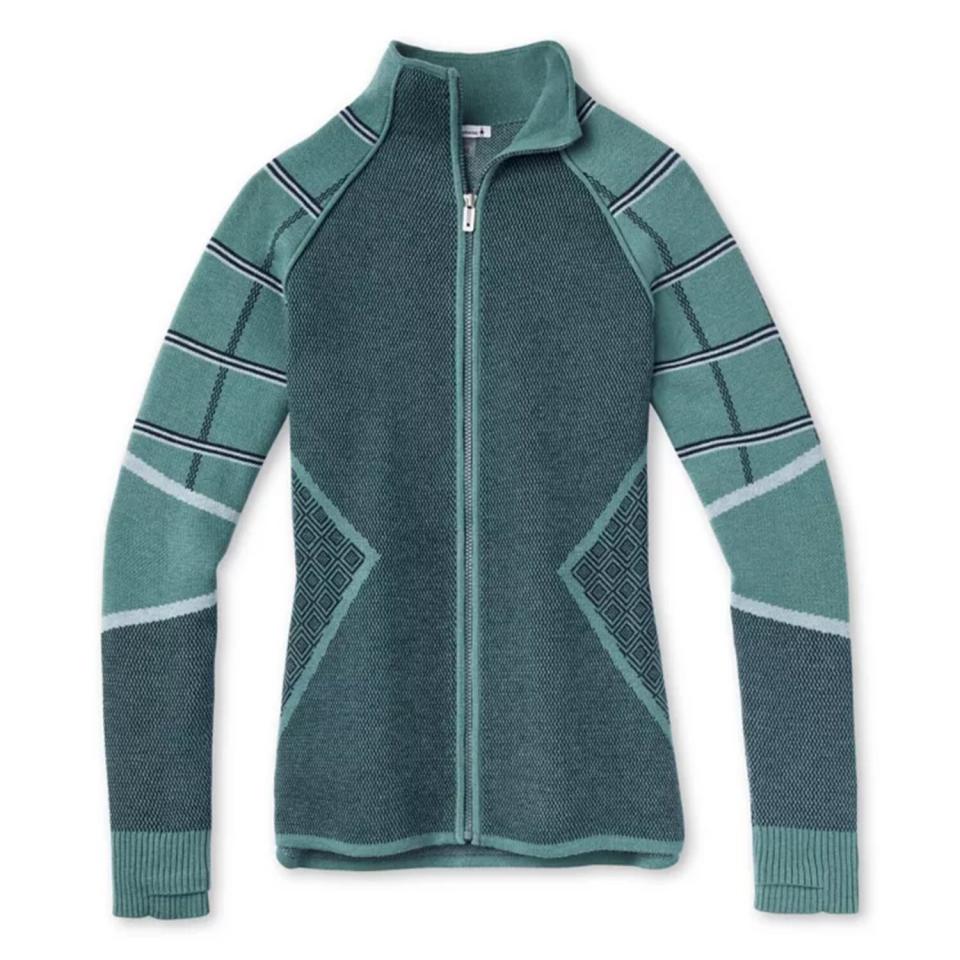 Smartwool Women's Dacono Ski Full Zip Sweater in Blue Spruce Heather