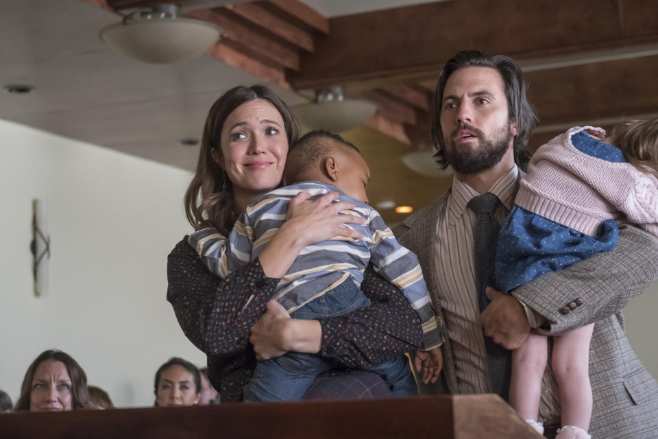 <p>Mandy Moore as Rebecca and Milo Ventimiglia as Jack in NBC’s <i>This Is Us</i>.<br>(Photo by: Ron Batzdorff/NBC) </p>